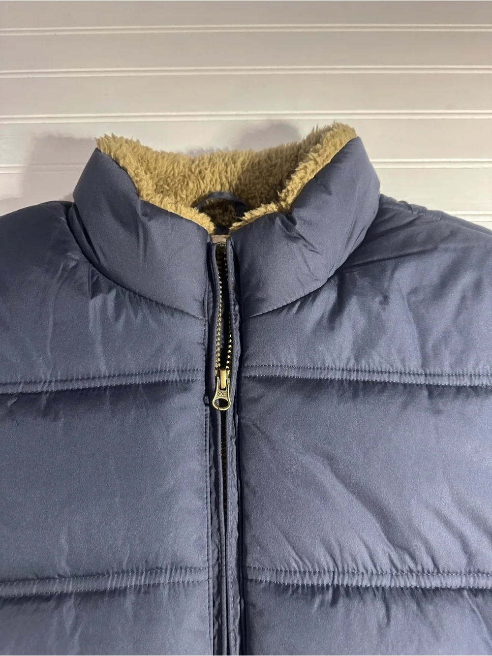 Weatherproof navy blue Sherpa fleece lined puffer vest men’s XL